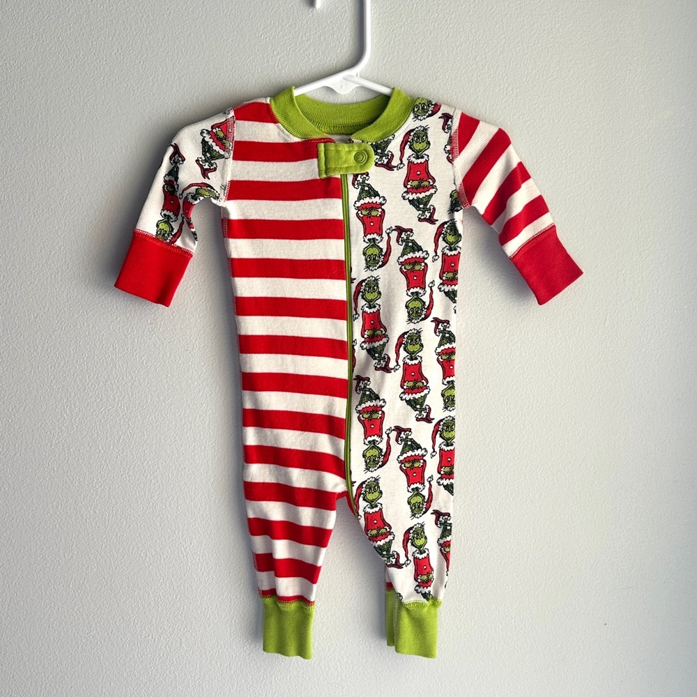 Dr. Seuss Red and Green Striped Kids Footie